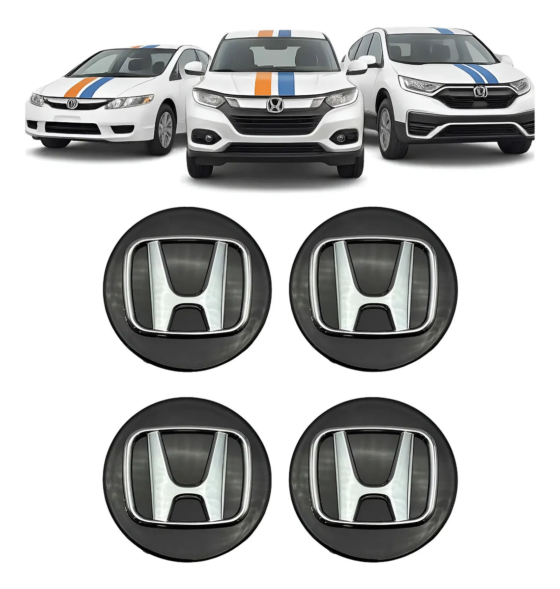 KIT 4X Centro Calota Honda Hrv/Crv/New Civic 69 MM